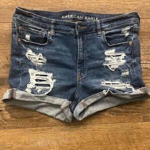 American Eagle Next Level Stretch Denim Shorts Size 12, high rise